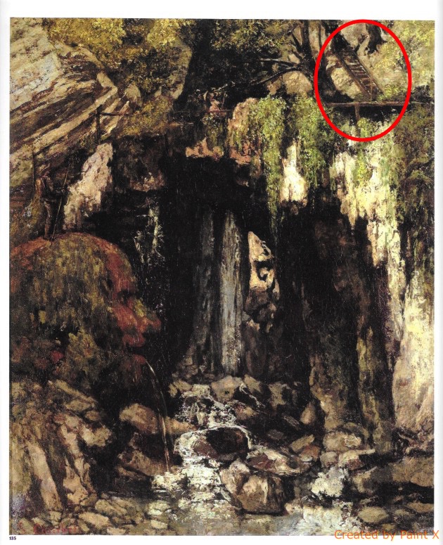 La Caverne des Géants de Courbet avec l'échelle destinée aux visites des gorges